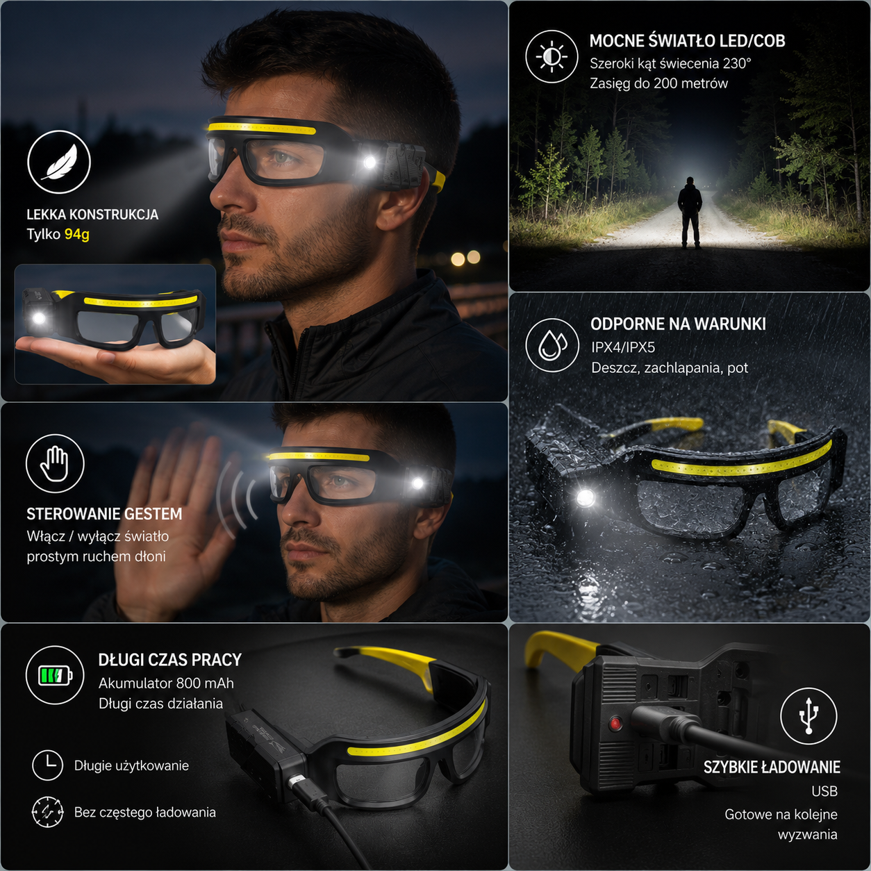 LUMIX™ NightVision Pro – Inteligentne Okulary LED 2w1