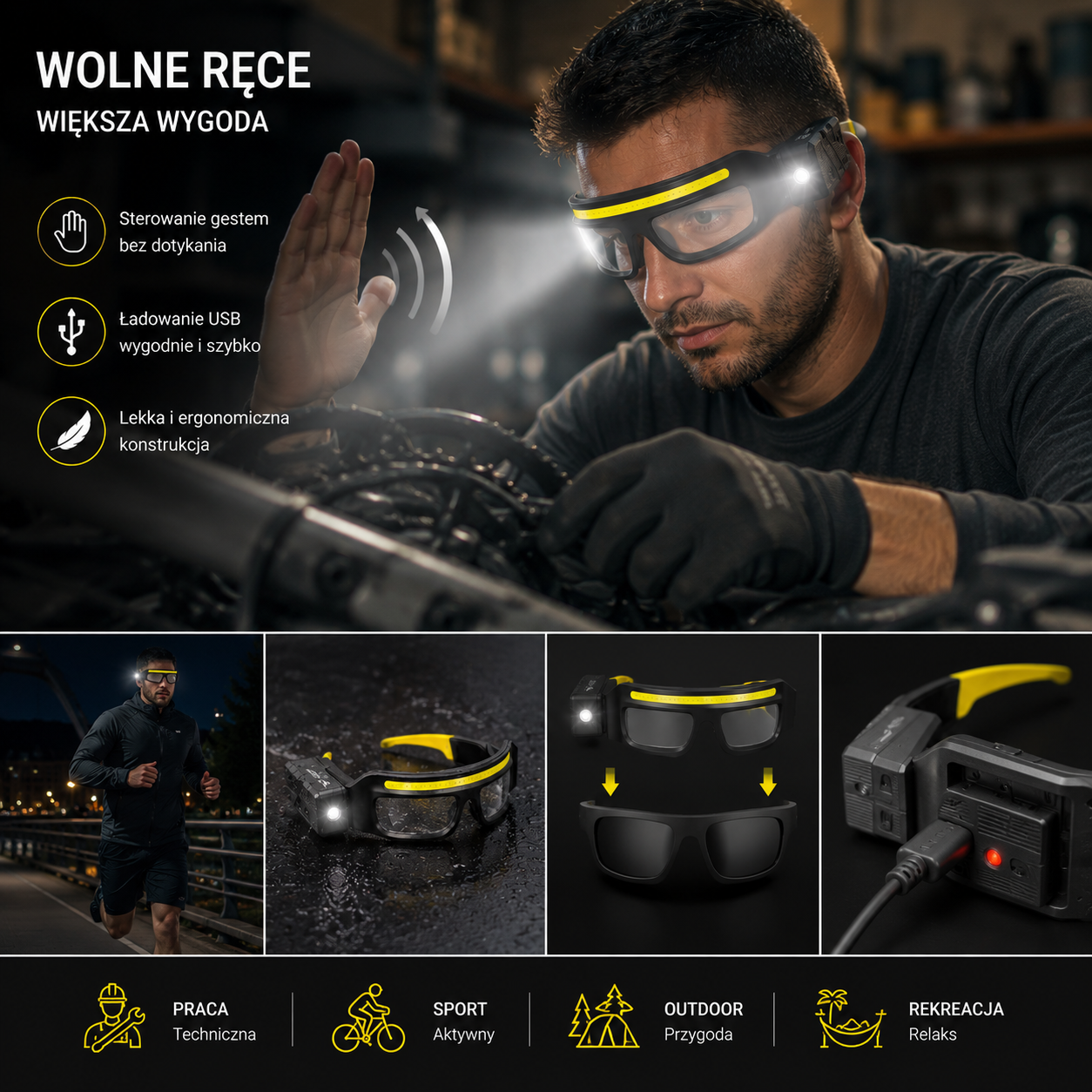 LUMIX™ NightVision Pro – Inteligentne Okulary LED 2w1